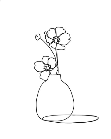 Line Poppies in Vase