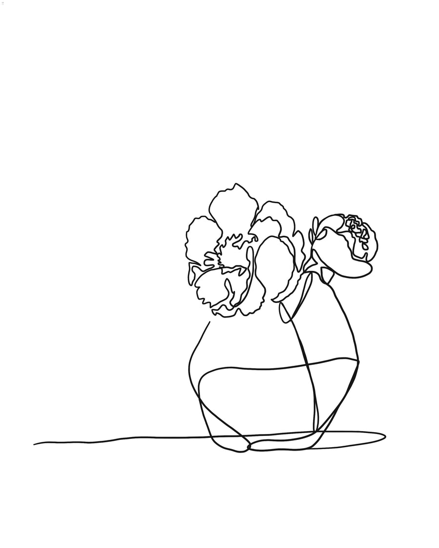 Line Flowers in Vase